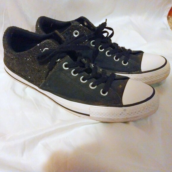 Converse All Star Textured Black Low-Top Sneakers 11 Casual Classic Streetwear - Picture 2 of 9